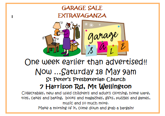 May Garage sale This Saturday (May 18th) 